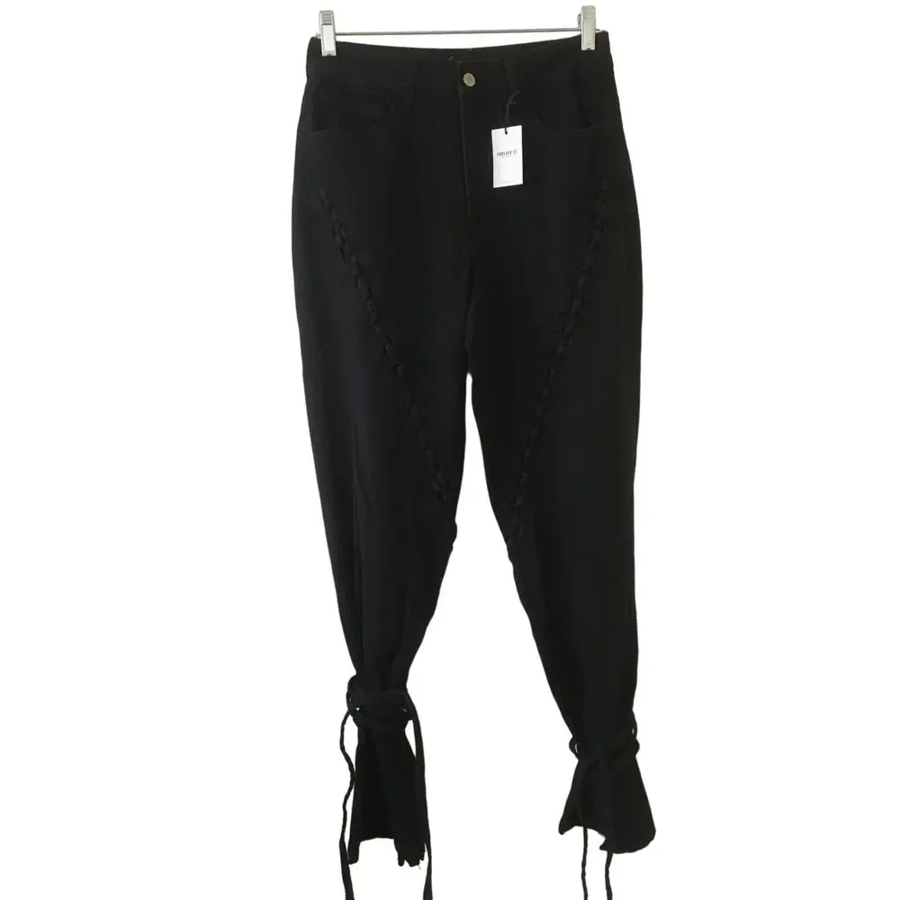 NWT Forever 21 Size 9/27 Laced and Tied Black High Waist Jeans